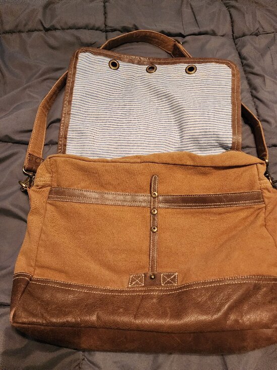 Waxed Canvas Messenger Bag (Field Khaki) | Buffalo Jackson Large Music Festival Canvas/Leather Messenger Bag